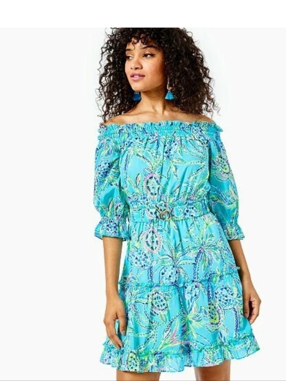EUC worn once Lilly Pulitzer Louisa dress Bermuda Blue Turtle Large